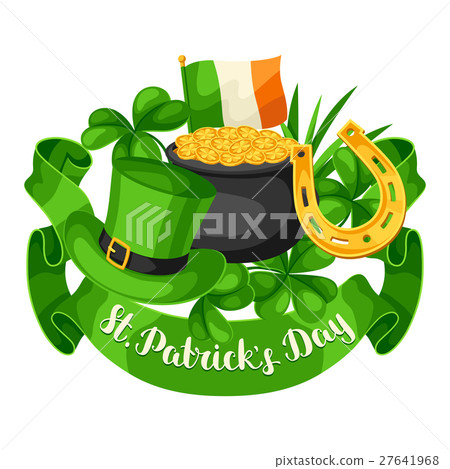 Saint Patricks Day greeting card. Flag Ireland Saint Patricks Day greeting card. Flag Ireland 27641968