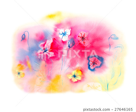 Spring greeting card with watercolor flowers - Stock Illustration ...