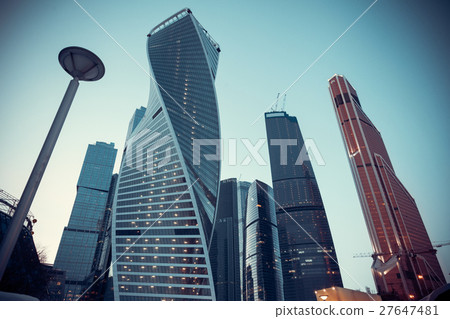 Skyscrapers in Moscow at dusk Skyscrapers in Moscow at dusk 27647481