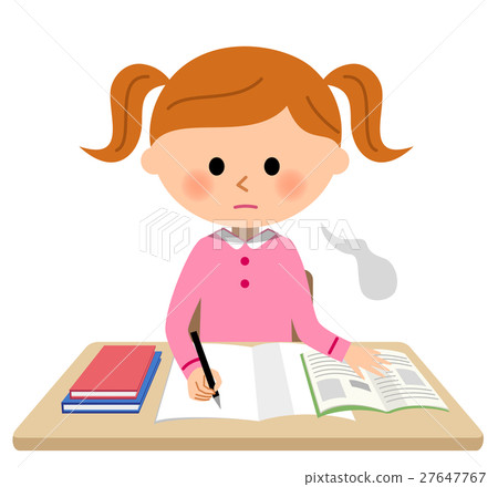 嘆氣的女孩在學習 嘆氣的女孩在學習 27647767