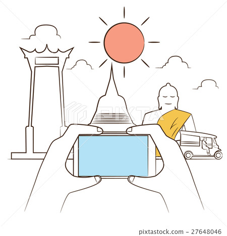 Hand use smart phone for take picture in Thailand. Hand use smart phone for take picture in Thailand. 27648046