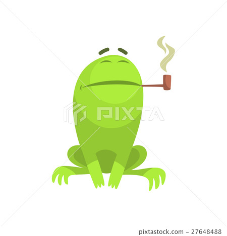 Green Frog Funny Character Smoking A Long Pipe Green Frog Funny Character Smoking A Long Pipe 27648488