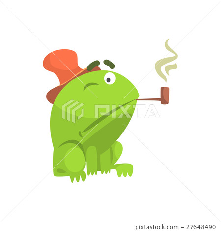 Green Frog Funny Character Smoking Pipe Childish Green Frog Funny Character Smoking Pipe Childish 27648490
