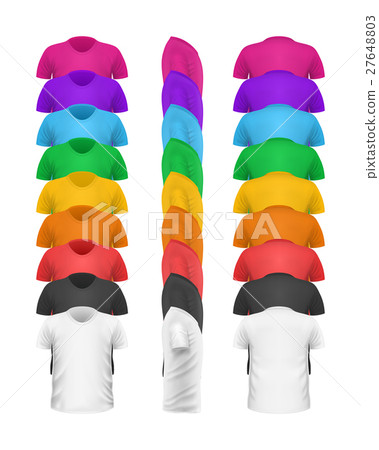 Color T-shirts Front View Vector Set Isolated Color T-shirts Front View Vector Set Isolated 27648803