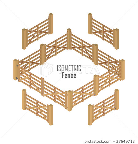 Wooden Fence Vector In Isometric Projection 27649718