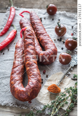 Chorizo with cherry tomatoes Chorizo with cherry tomatoes 27651117