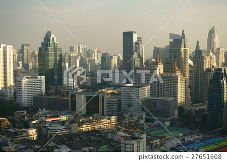 Aerial view of Bangkok modern office buildings Aerial view of Bangkok modern office buildings 27651608