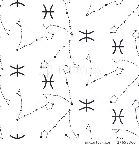 Pisces constellation seamless vector pattern. 27652366
