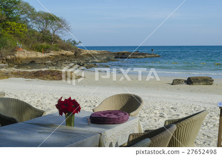 romantic table setup on tropical beach, Thailand romantic table setup on tropical beach, Thailand 27652498