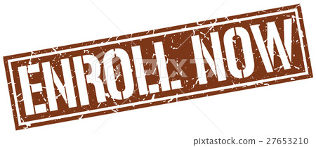 enroll now square grunge stamp 27653210