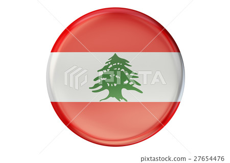 Badge with flag of Lebanon, 3D rendering Badge with flag of Lebanon, 3D rendering 27654476