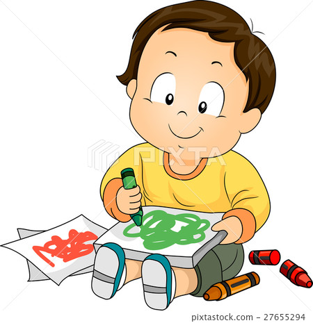 Kid Boy Toddler Paper Crayon Doodle 27655294