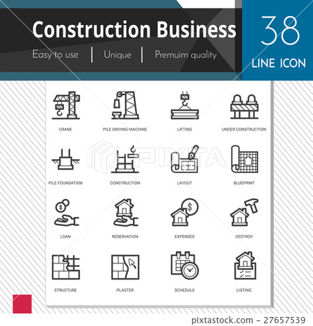 Construction business elements vector icons set. 27657539