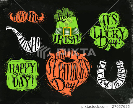 St Patrick symbols chalkboard 27657635