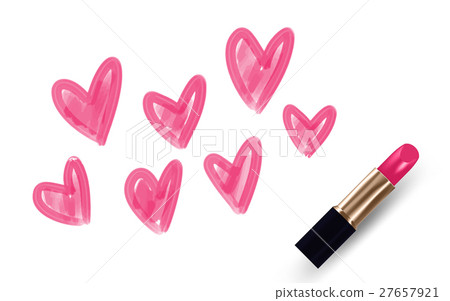 Hearts drawing by Lipstick pink color 27657921