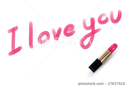 I love you text write by Lipstick pink color 27657928