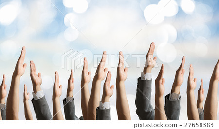 Group of people with raised hands Group of people with raised hands 27658383