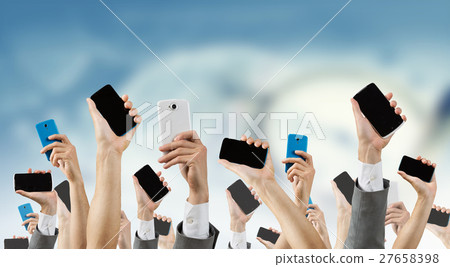 Group of people with raised hands 27658398