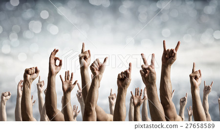 Group of people with raised hands 27658589