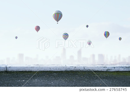 Aerostats flying over sky Aerostats flying over sky 27658745
