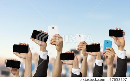 Group of people with raised hands Group of people with raised hands 27658897