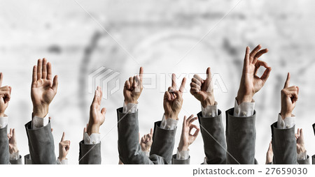 Group of people with raised hands 27659030