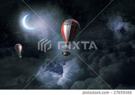 Aerostats flying over sky Aerostats flying over sky 27659166