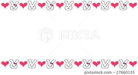 Illustration of heart and rabbit line Illustration of heart and rabbit line 27660135
