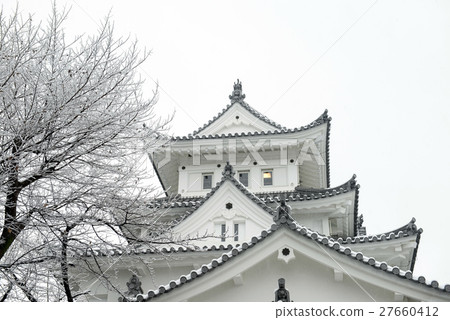 Ogaki castle · snow scenery 27660412
