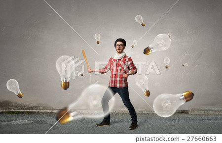 Hipster guy with bat Hipster guy with bat 27660663