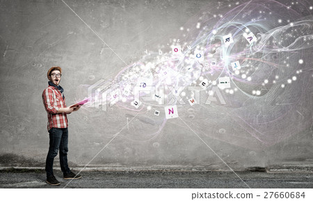Hipster guy with book 27660684