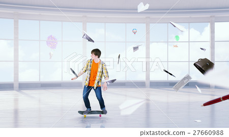Boy ride skateboard 27660988