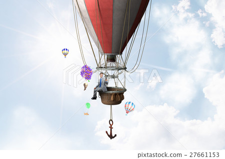Man traveling in aerostat Man traveling in aerostat 27661153