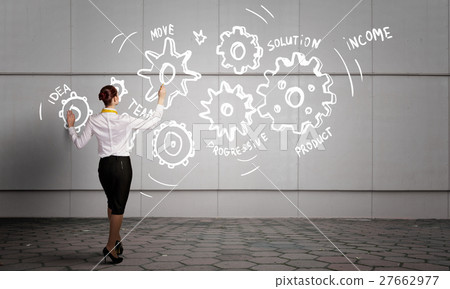 Woman presenting teamwork concept 27662977