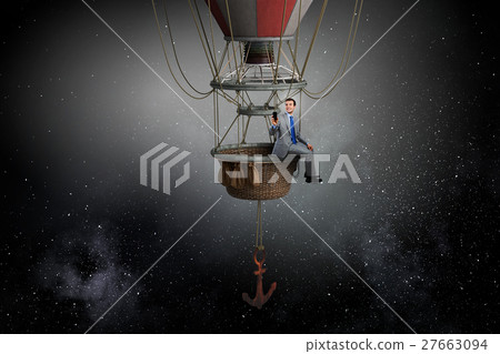 Man traveling in aerostat Man traveling in aerostat 27663094