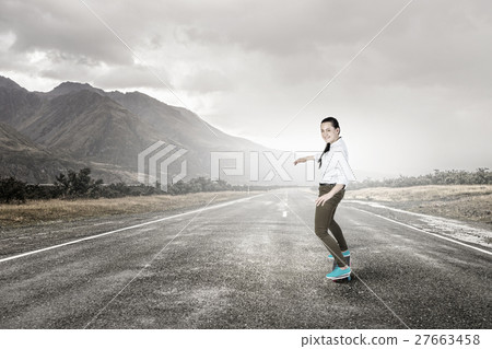 Girl ride skateboard 27663458