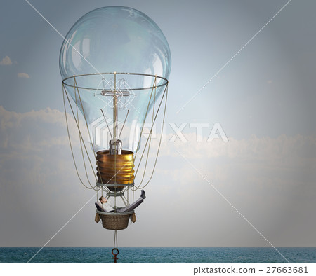 Man traveling in aerostat Man traveling in aerostat 27663681
