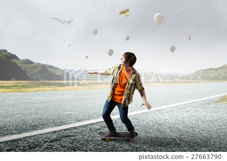 Boy ride skateboard Boy ride skateboard 27663790