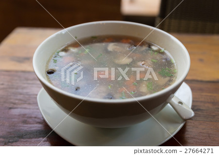 rice congee mixed with pork, mushroom 27664271