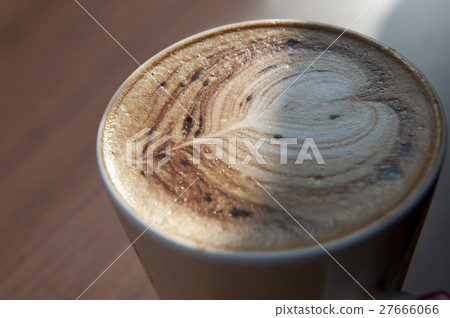 Cups of coffee on the table in coffee shop and cof 27666066