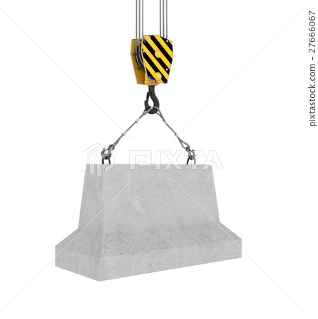 Rendering of concrete block hanging on hook with 27666067