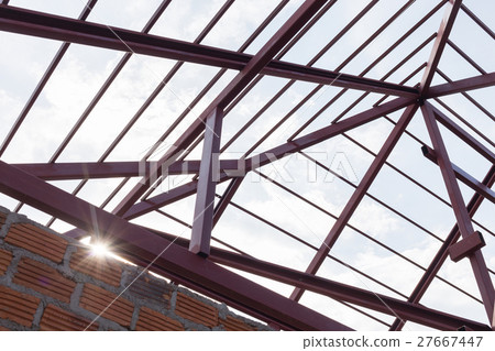 structural steel beam on roof of building structural steel beam on roof of building 27667447