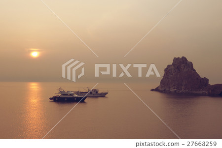 Boats on sunset   Olkhon Island in Baikal Lake 27668259