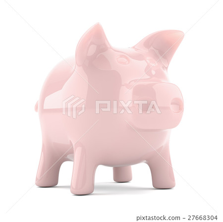 Pink piggy bank isolated on white background - Stock Illustration ...