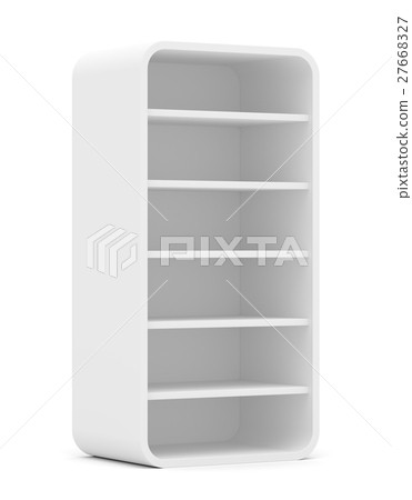 Empty rounded retail shelves. Front view Empty rounded retail shelves. Front view 27668327