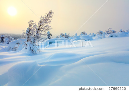 Big Snow Northern Winter Sunset Landscape 27669220