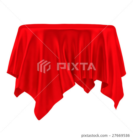 Empty round red table cloth 27669586