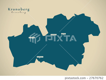 Modern Map - Kronoberg Sweden SE illustration 27670762
