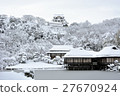 Hikone castle snow scene 27670924