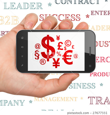 Business concept: Hand Holding Smartphone with 27677331